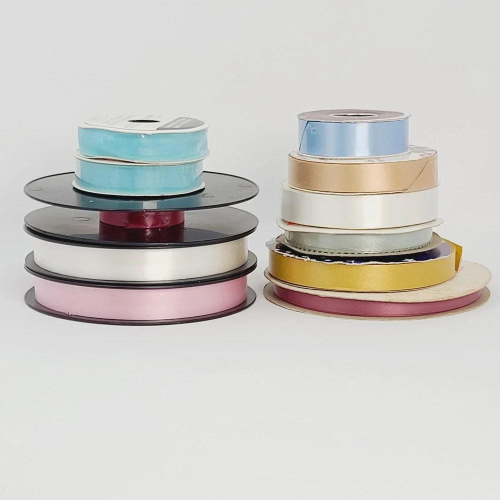 VALUE BUNDLE: 11 Ribbon Spool Lot Colors Bows Floral Craft Gift Wrap 1/2 - 3/4in